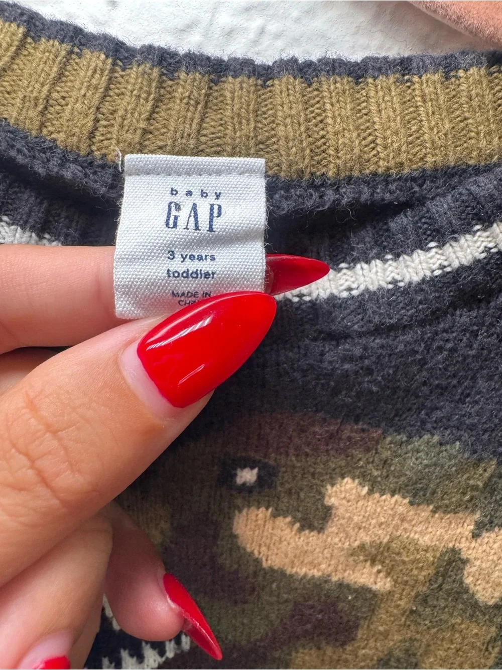 Gap boys Sweater with Camouflage Dinosaur